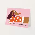 Heyday - Wenskaart - Kerstkaart - Honden kerstkaart - Teckel - Dashund - Polka dot - Small kissen & big xmas wishes