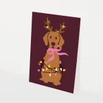 Heyday - Wenskaart - Kerstkaart - Honden kerstkaart - Oh deer - lampjes - strik - gewei - Vizsla - Golden retriever