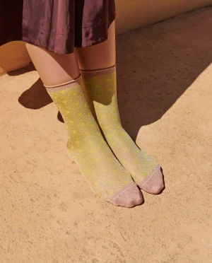 Heyday - Sokken - MP Denmark - Donna glitter socks - celery green - polka dots - stippen