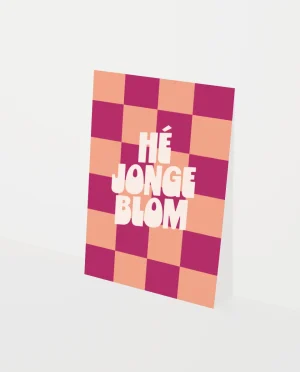 Heyday - Verjaardagskaart - Hé jonge blom - Wenskaart - Compliment - Blokkenpatroon - Checkered print
