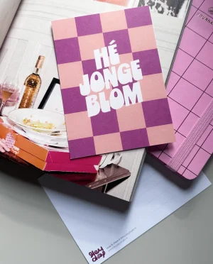 Heyday - Verjaardagskaart - Hé jonge blom - Wenskaart - Compliment - Blokkenpatroon - Checkered print