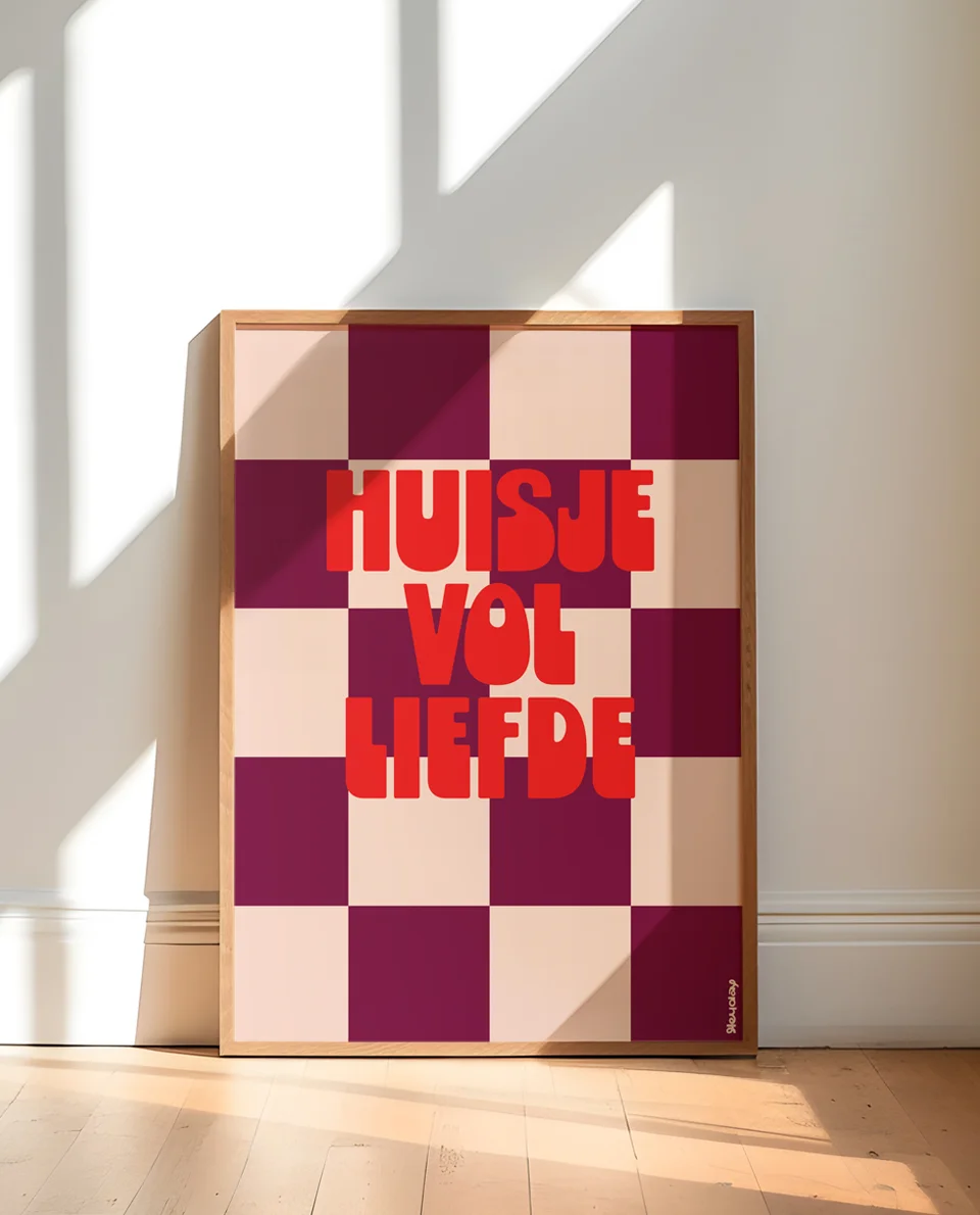 Heyday - Poster - Huisje vol liefde - Nieuwe woning poster - Burgundy