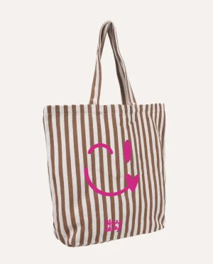 Heyday - Shopper - Tote bag - Smiley - Strepen tas - Natural dark brown - Stripes