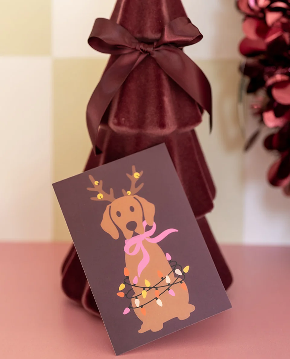 heyday-wenskaarten-krt0170-oh deer-02 Heyday - Kerstkaart - Hondenkaart - Oh deer - Vizsla - Hond - Dog