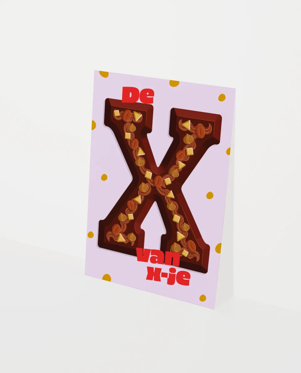 Heyday - Wenskaart - Sinterklaaskaart - De X van x-je - Chocoladeletter