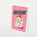 Heyday - Kerstkaart - Wenskaart - Kerst mis-poes - Chinese gelukskat - Japanse Maneki Neko