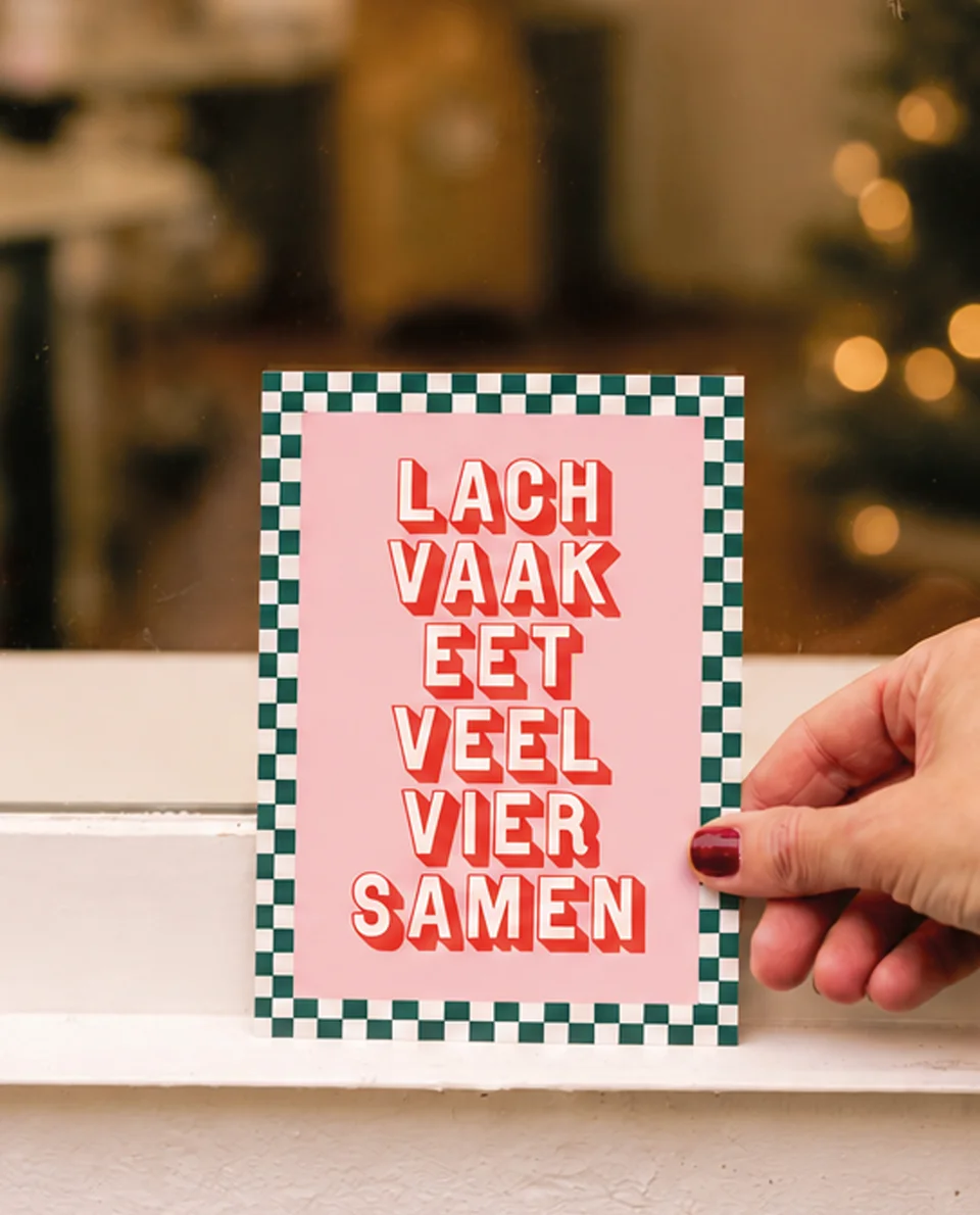 Heyday - Kerstkaart - Wenskaart - Lach vaak eet veel vier samen