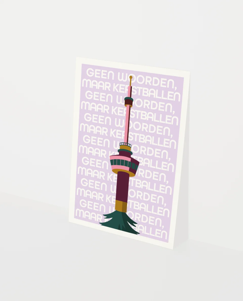 Heyday - Kerstkaart - Wenskaart - Geen woorden maar kerstballent - Euromast - Rotterdamse kerstkaart