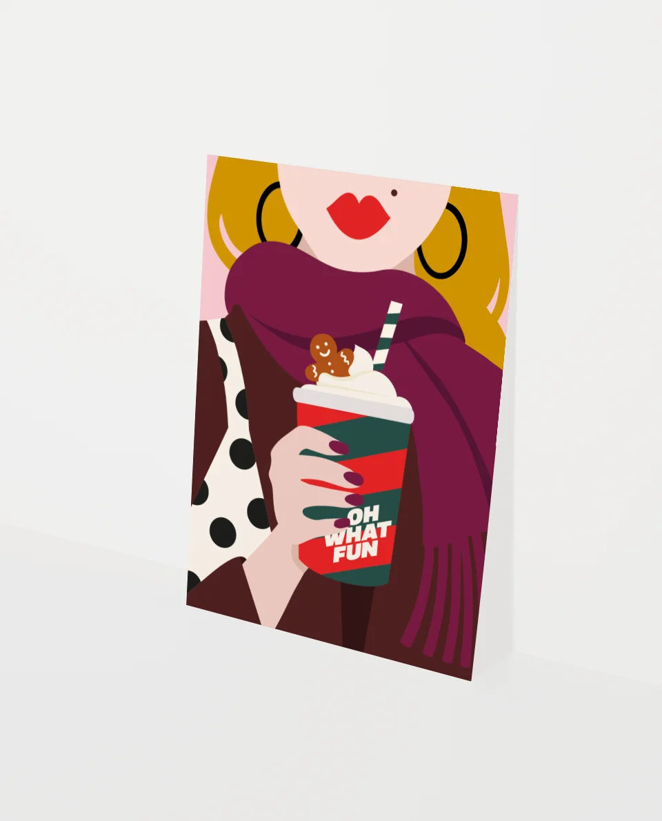 Heyday - Wenskaart - Kerstkaart - Coco - Warme chocolademelk - Blonde vrouw